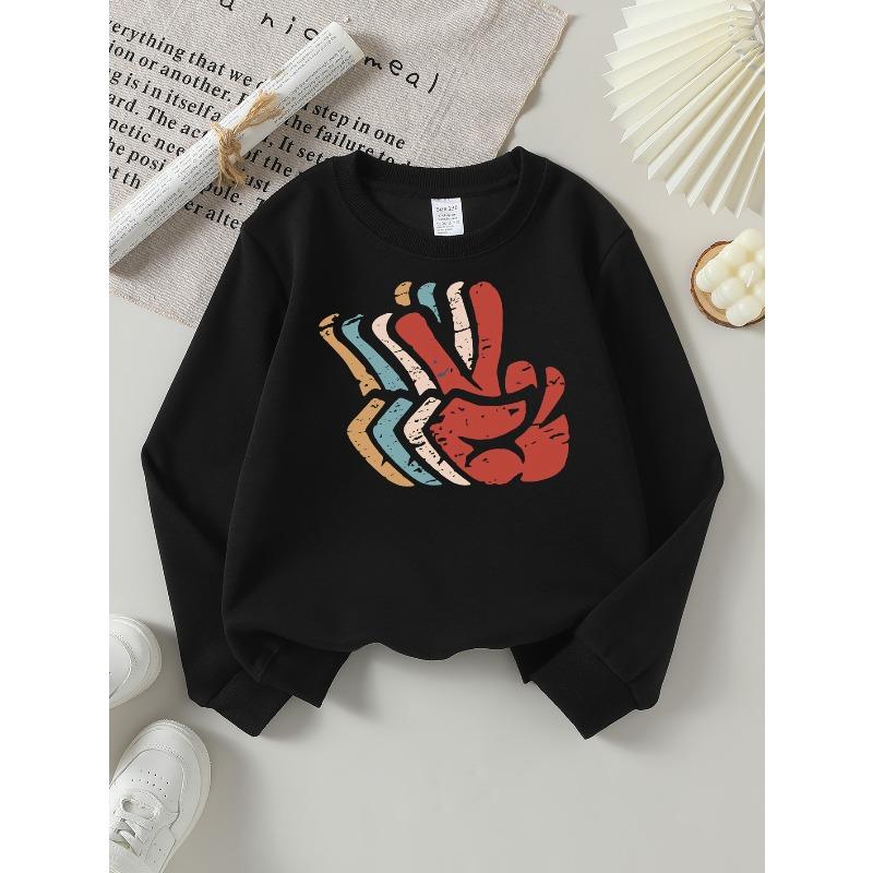 Kids Sweatshirt ,Vibrant Handprint Art Sweatshirt , Featuring a Crew Neck Design Perfect for Autumn And Winter