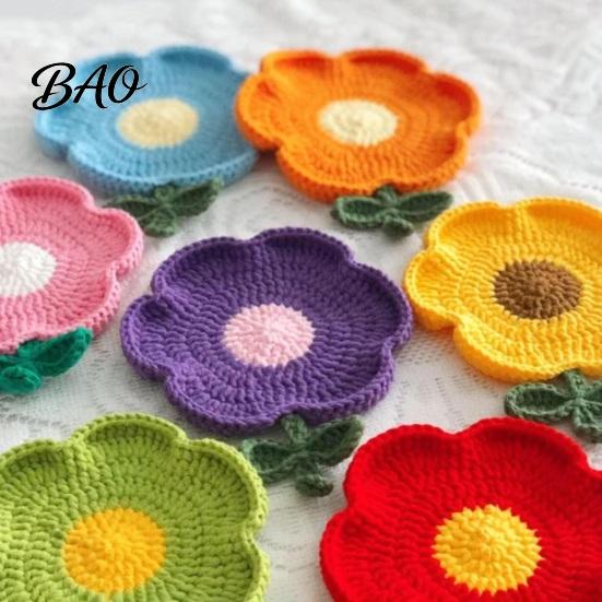 Condensation Coaster Crochet Flower Coasters, Handmade Knitted Heat Resistant Cup Mats Table Placemats, Decorative Doilies for Tabletop Protection,