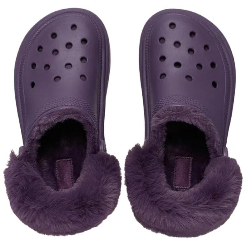 Crocs EVA Fashion Soft and Warm Hole Shoes Women's Deep Iris Purple The Plush Part Is Not Removable
