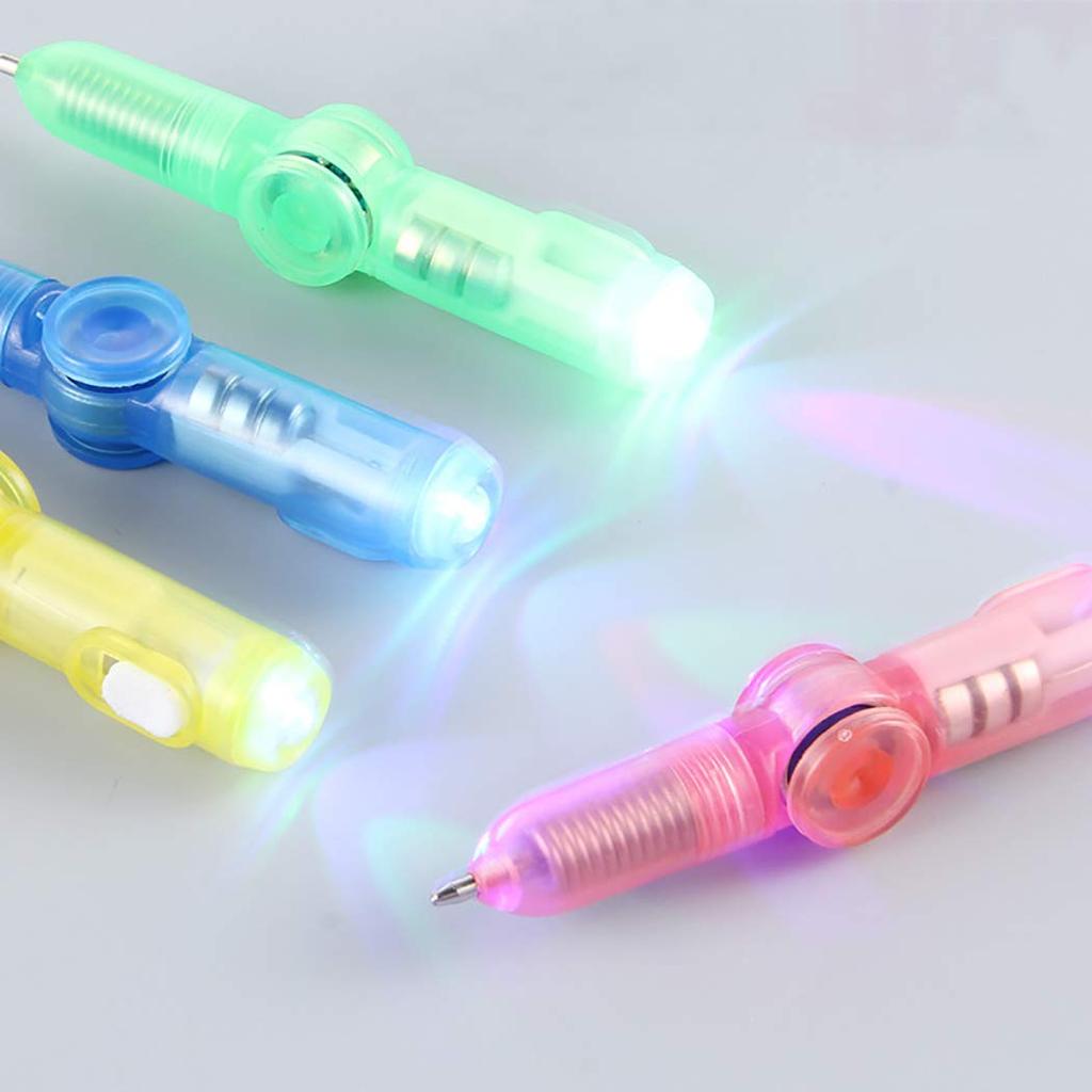 Stylo rotatif lumineux LED coloré, stylo à bille, fournitures d'apprentissage de bureau, couleur aléatoire