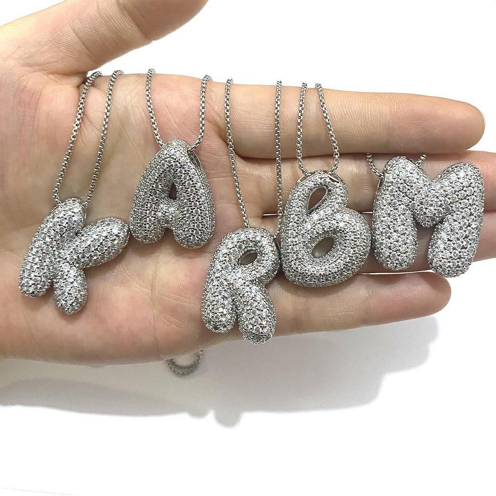 Cross-Border Fashion Bubble Letter Pendant Necklace