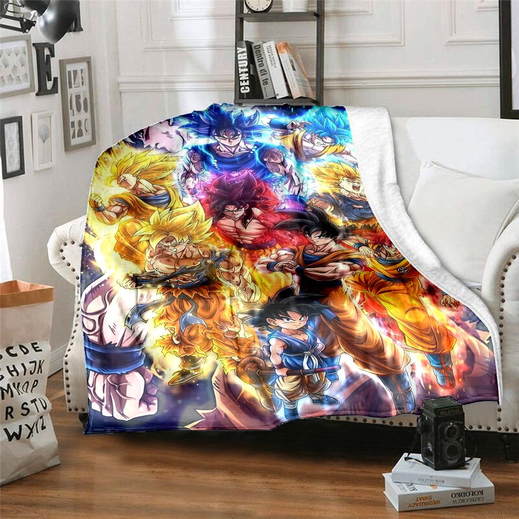 1pz Coperta in Flanella con Stampa Son Goku, Alta Qualità per Tutte le Stagioni, Decorazione per la Casa, Calore e Comfort, Perfetta per Regali di Natale