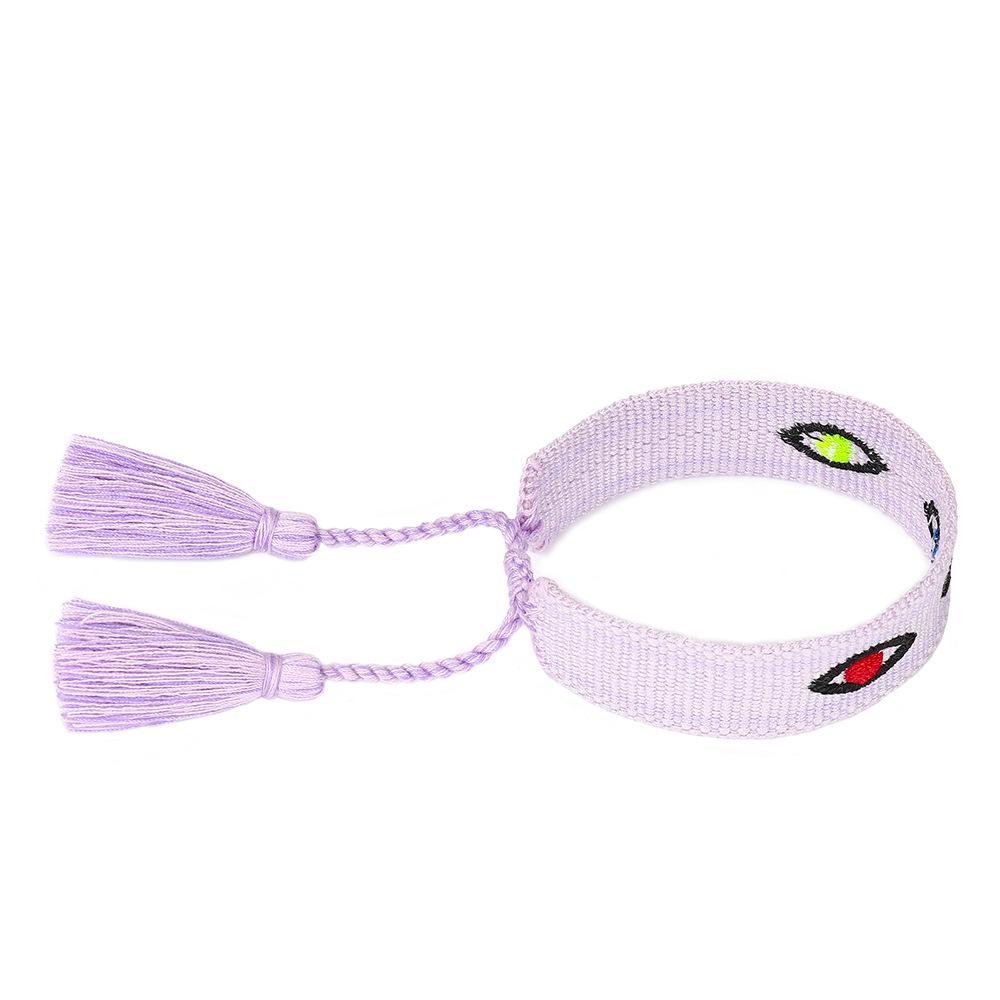 Women's Fashion Hand-Woven Lucky Evil Eye Bracelet with Tassel and Embroidery