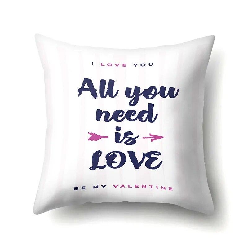 Valentine's Day Letter Love Pattern Printed Pillow Cover Sofa
