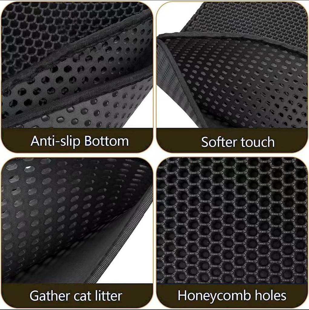 EVA Washable Cat Litter Trapping Mat - Anti-Tracking, Anti-Slip, Foldable, Double-Layer Design
