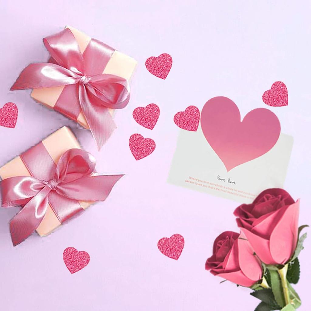 Heart Confetti Glittery Rose Gold Love | Valentine's Day Wedding Anniversary Engagement Bachelorette Party Festival Decoration Supplies |