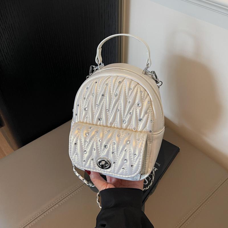 Premium Sense Niche Diamond Backpack Bag Women's New Fashion Versatile Backpack Travel Bag Tide