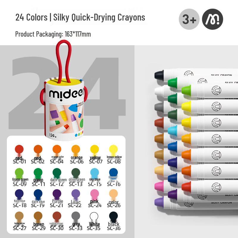 MiDeer Washable Silky Crayons with Replaceable Cores