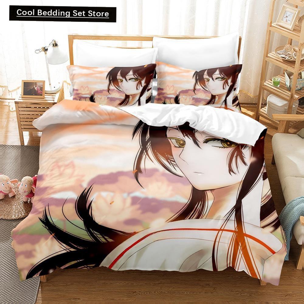 Fashion Anime Hell's Paradise: Jigokuraku Bedding Set Cartoon Three-piece Set Adult Kid Bedroom Duvet Cover Sets Home Textiles