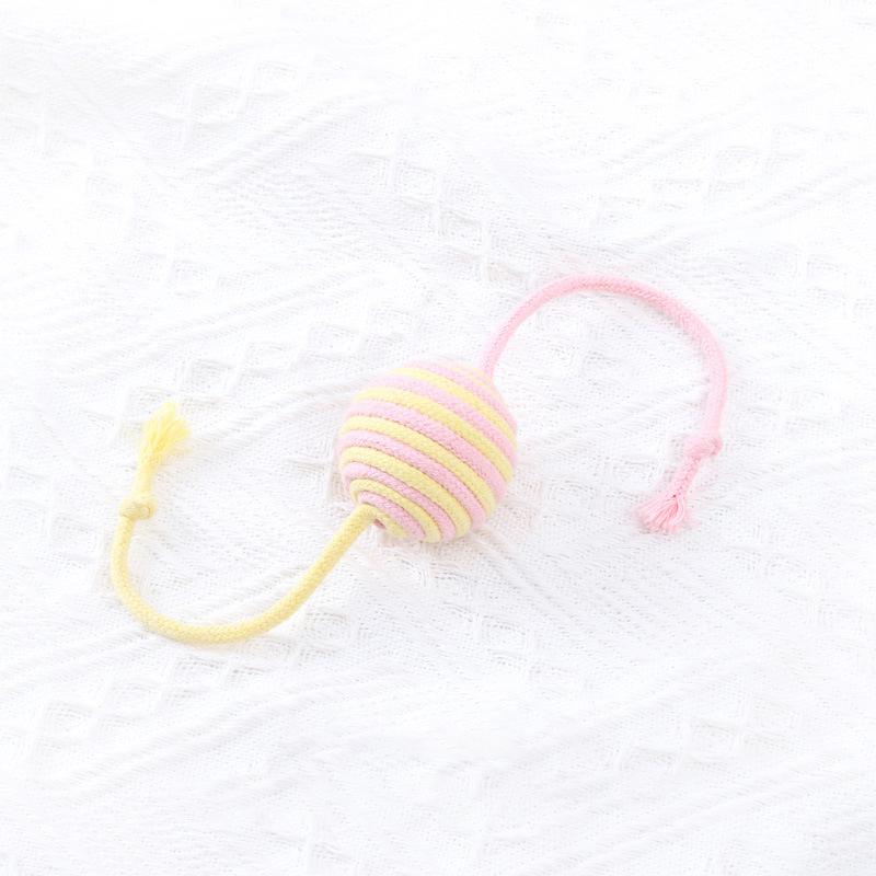 Bite Resistant Cat Cotton Rope Ball Colorful Sounding Cat Scratch Catch Toys Wear Resistant Cat Teaser Ball Pet Supplies