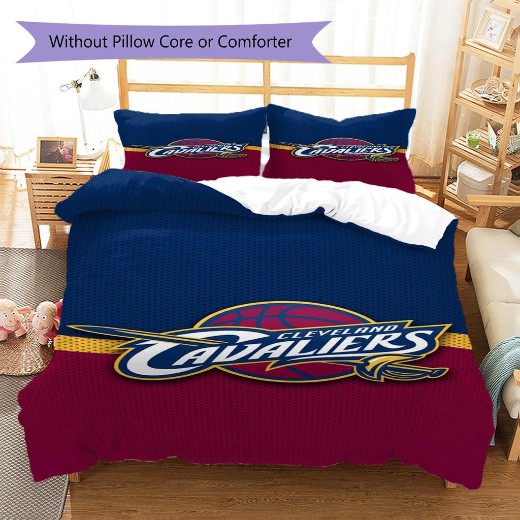 Cleveland Cavaliers Pattern Bedding Set Quilt Cover Pillowcase Home Decor Gift (1 * Duvet Cover + 2 * Pillowcase, Without Core)