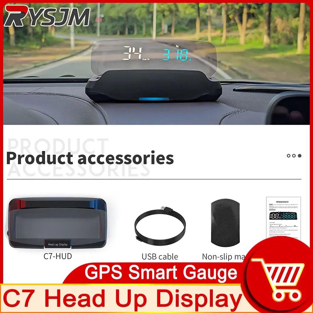 

C7 Авто GPS Проекционный дисплей Авто электроника HUD Дисплей проектора Цифровой автомобильный спидометр Аксессуары для всех автомобилей 12 В KMH MPH