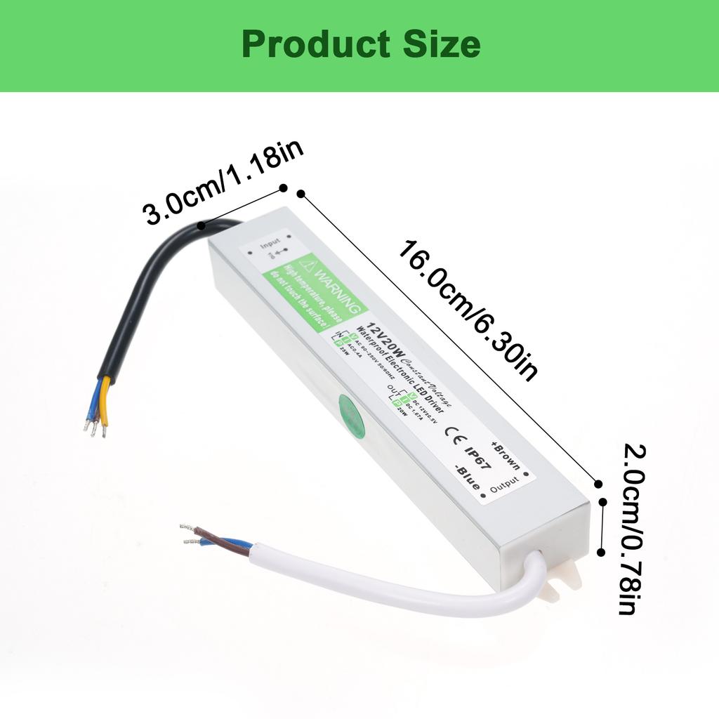 LED Driver Waterproof IP67 Switch Power Supply Transformer Adapter AC 90V-250V to DC 12V 50W Low Vol