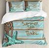 Beach Sea Starfish Shells Green 3pcs Bedding Set For Bedroom Double Bed Home Textile Duvet Cover Quilt Cover Pillowcase
