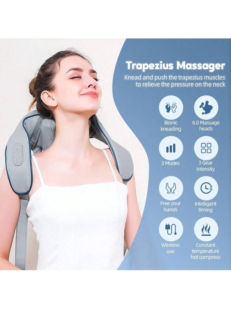 2026 NewBrushless Motor Neck And Shoulder Massager Wireless ShoulderAnd Back Kneading Massage Shawl Neck Masajeador Rechargeable