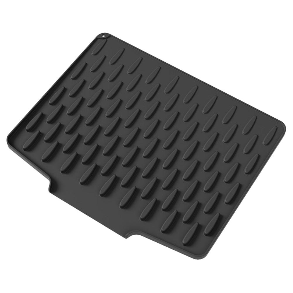 Силиконовый коврик для сушки посуды с защитой от проливания многофункциональный складной с наклоном и дренажом защита столешницы термостойкая подставка под горячее подставка под кастрюлю для кухни чёрный 2900₽