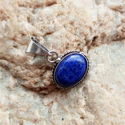 Lapis Lazuli Gemstone 925 Sterling Silver Plated Oval Pendant Jewelry NST-J2H9925