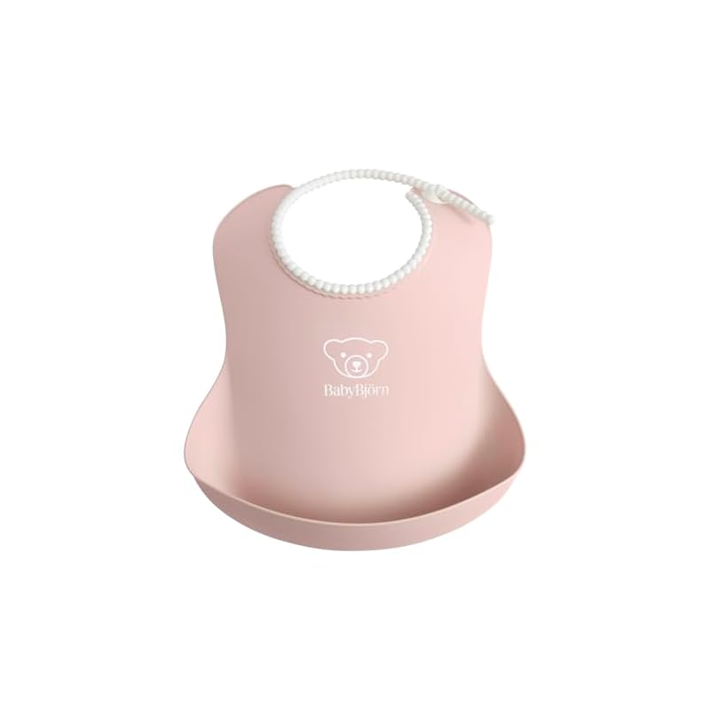 [BabyBjorn] Baby Bib, Powder Pink, One Size Fits All, Infinitely Adjustable Neck Size, Ultra-Lightweight Design (Only 66g) (Silicone-Free)