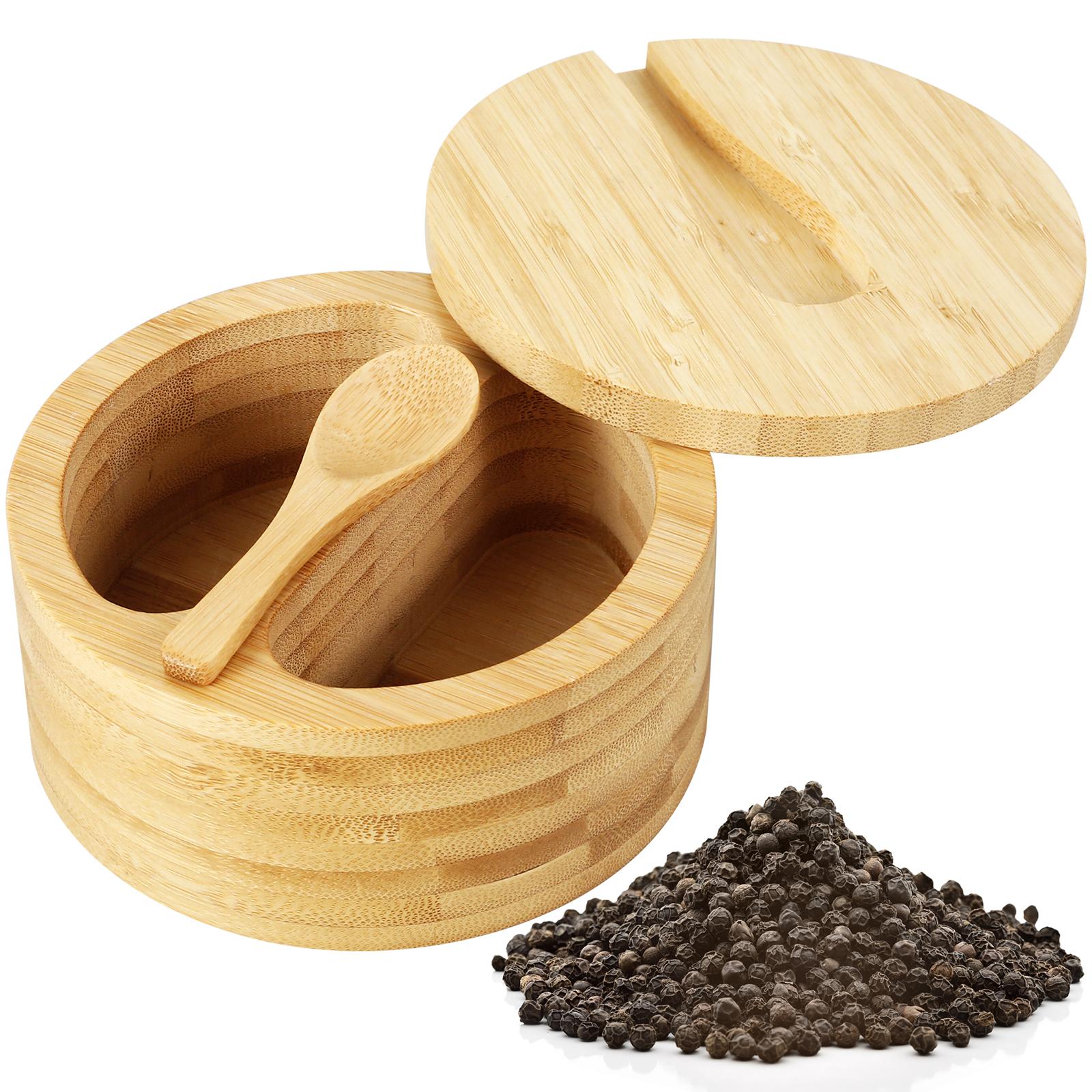Банки для специй Соль Перечница Бамбуковая коробка для приправ Горшок для хранения Набор Деревянный контейнер для сахара Держатель Крышка Функция Мульти-миска