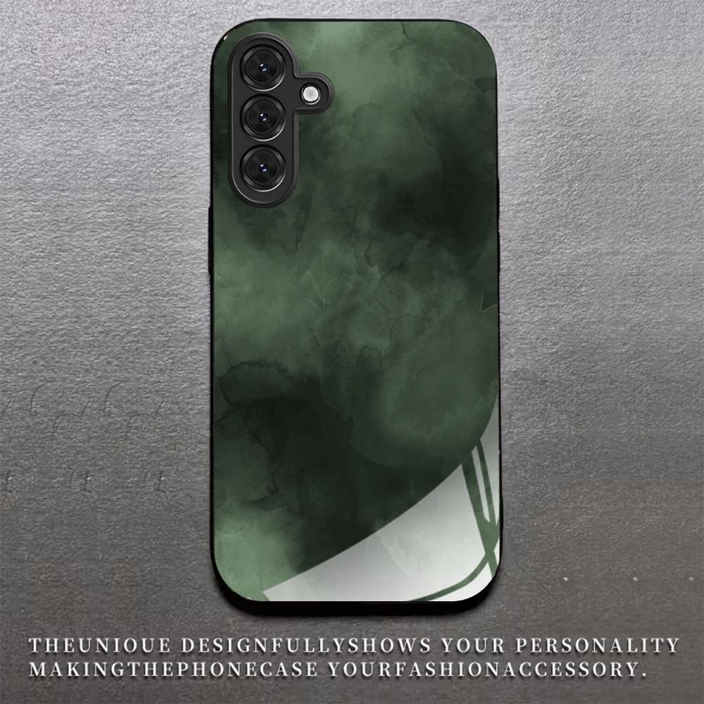 Dunkelgrünes Muster-Glas-Handyhülle geeignet für Samsung GalaxyS26 S25 S24 S23 S22 S21 S20FE/Ultra/Plus Sturzfestes Rückcover
