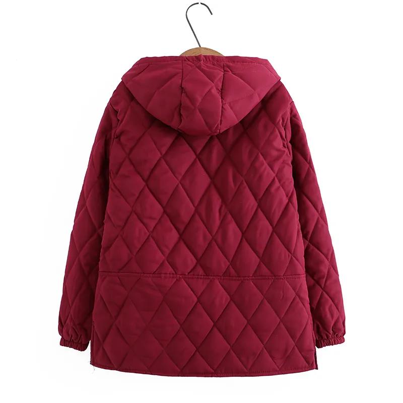 Padded Jacket Jacket Women's Large Size Loose Casual Western-style Middle-aged and Elderly Fat Mother Solid Color Hooded Padded Jacket