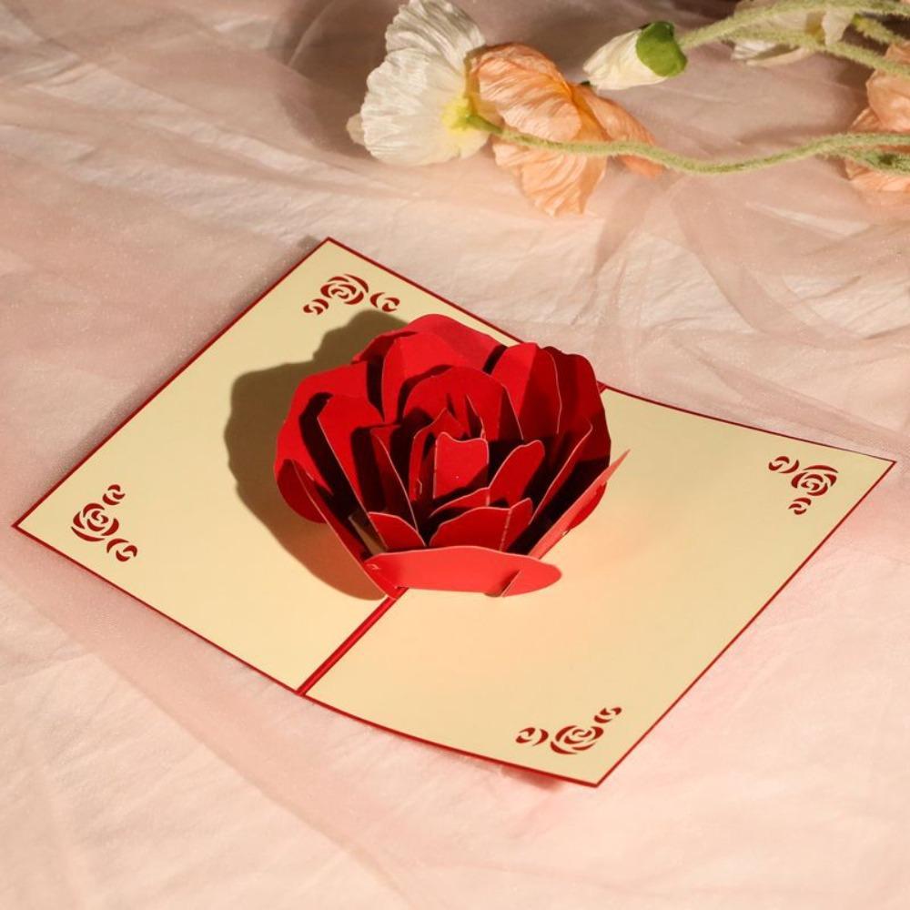 

Бумажная трехмерная поздравительная открытка с розой Лазерная резьба Поздравительная открытка на День Святого Валентина Муж