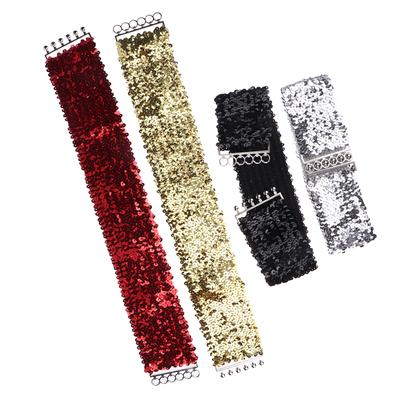 Sequined Wide Corset Belt Women Elastic Waspie Belt For Waist Cincher Jackets Dress