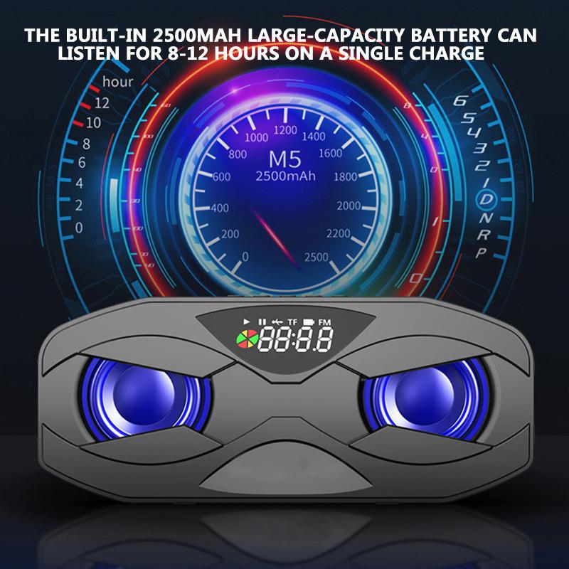 M8 Cool Robot Design Bluetooth Speaker LED Rhythm Flash Wireless Loudspeaker FM Radio Alarm Clock TF Card Support Subwoofer