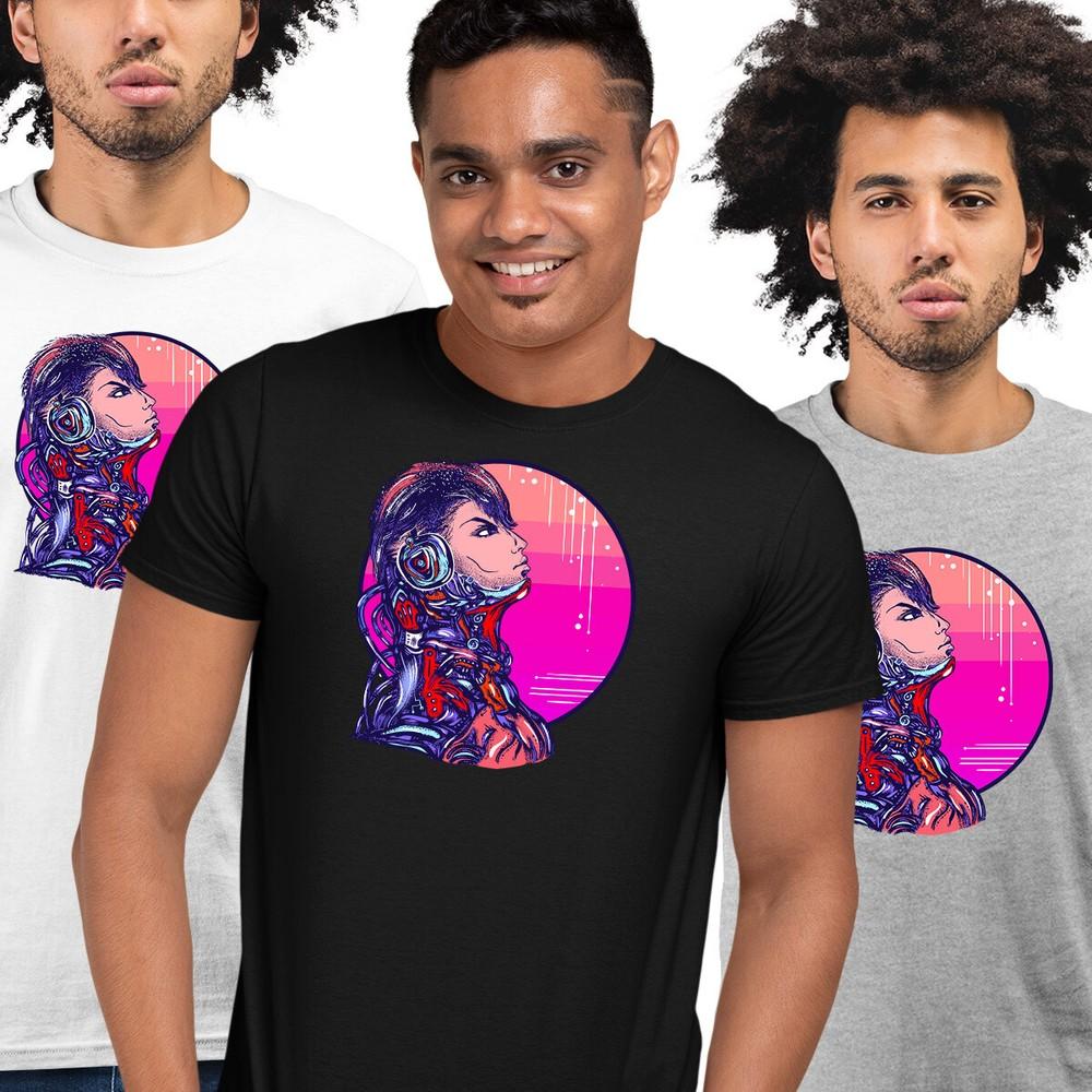 Future Colorful Robot With Headphones Cyberpunk Art Abstract Unisex TShirt L
