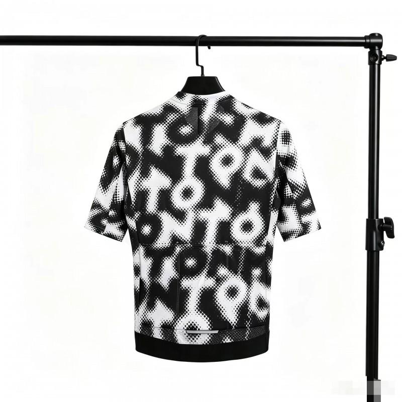 Unisex Cycling Jersey Short Sleeve Black White Polka Dot Letter Print Breathable Quick Dry Bike Shirt