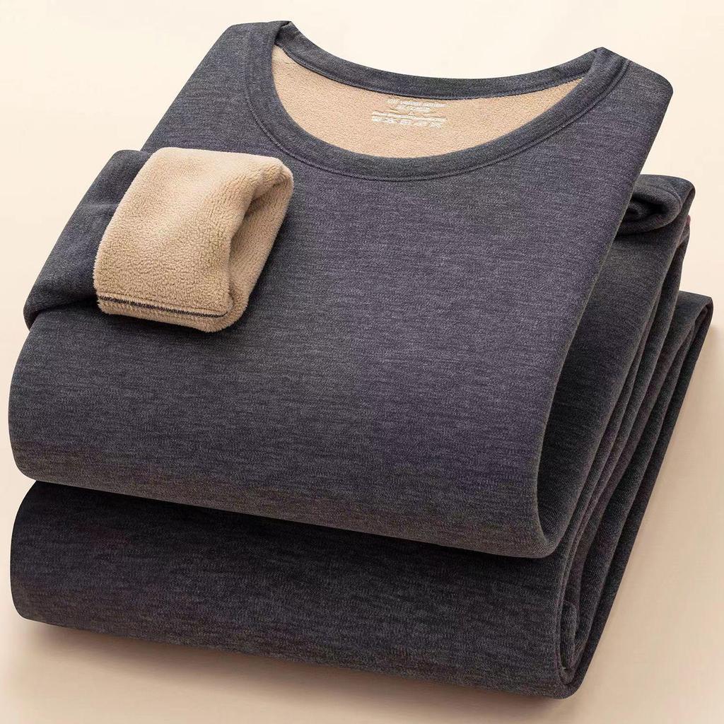 Women's 700g German Wool Lambskin Thermal Underwear Set: Velvet-Lined Double-Sided Top and Bottom for Autumn/Winter.