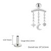 Right Grand ASTM F136 Titanium Hidden Helix Chain Earring 16G Dainty Star Moon CZ Dangle Cartilage Stud Piercing Jewelry