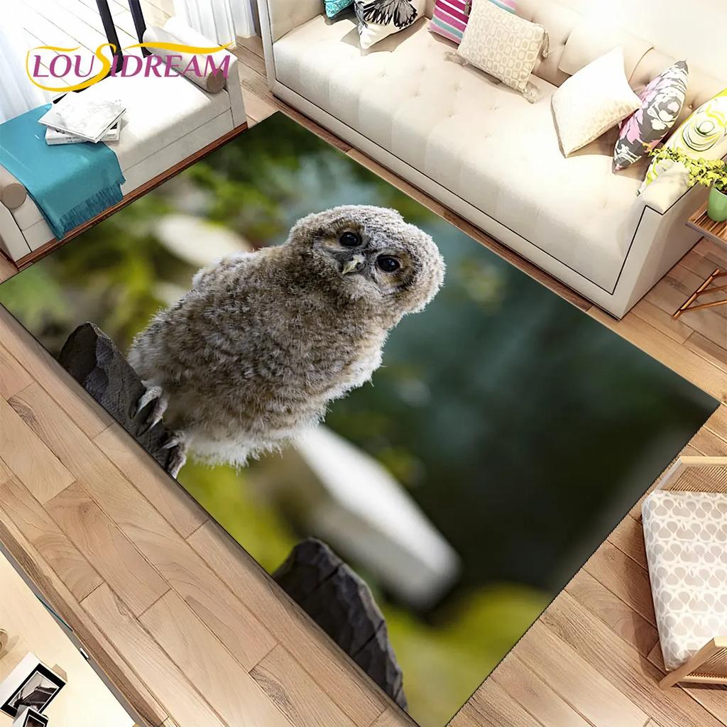 Schattige Uil 3D Cartoon Vloerkleed, Tapijt voor Huis Woonkamer Kinderkamer Bank Deurmat Decoratie, Kinderspeel Niet-slip Vloermat