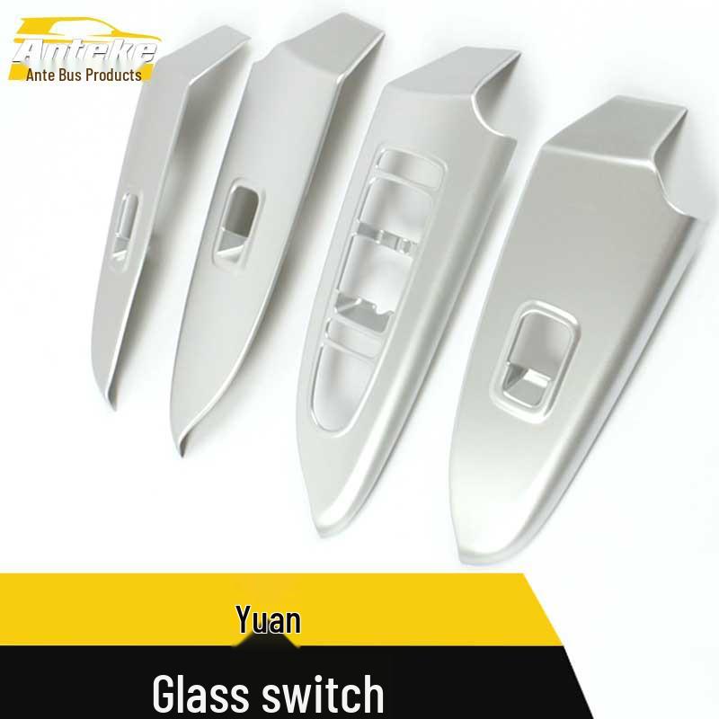 Yuan Glass Switch Decorative Frame & Electroplated Sub-Silver Car Window Armrest Lift Button Sequins