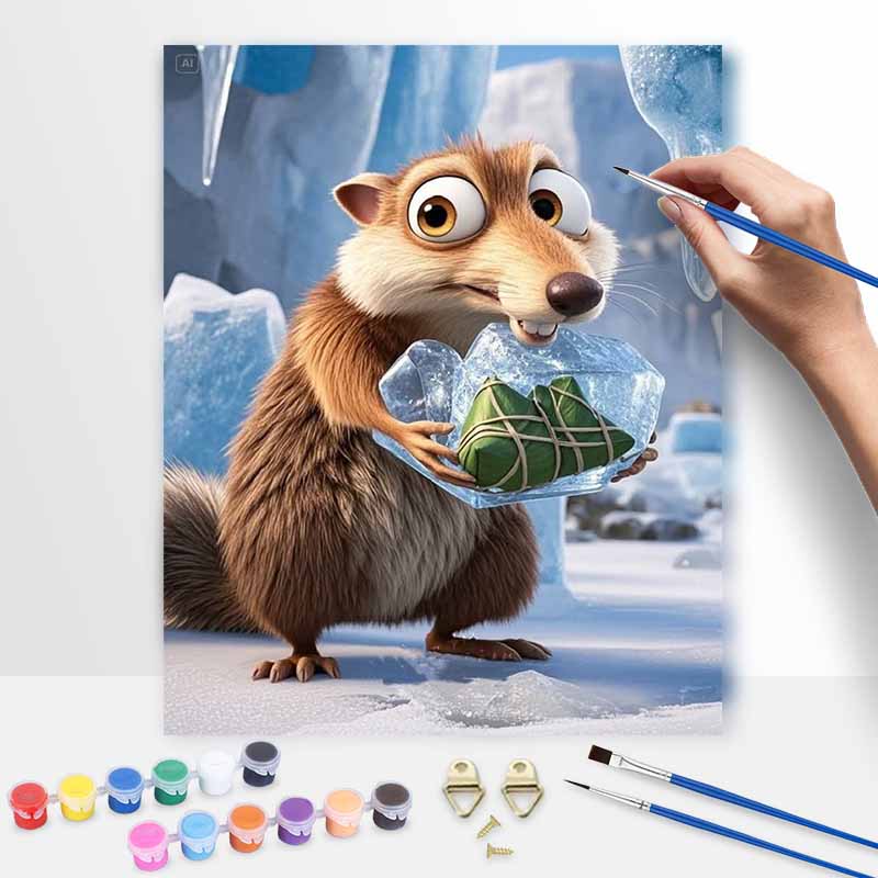 Disney digital oil painting Ice Age Scrat painting art handmade diy home decorations 20x30cm