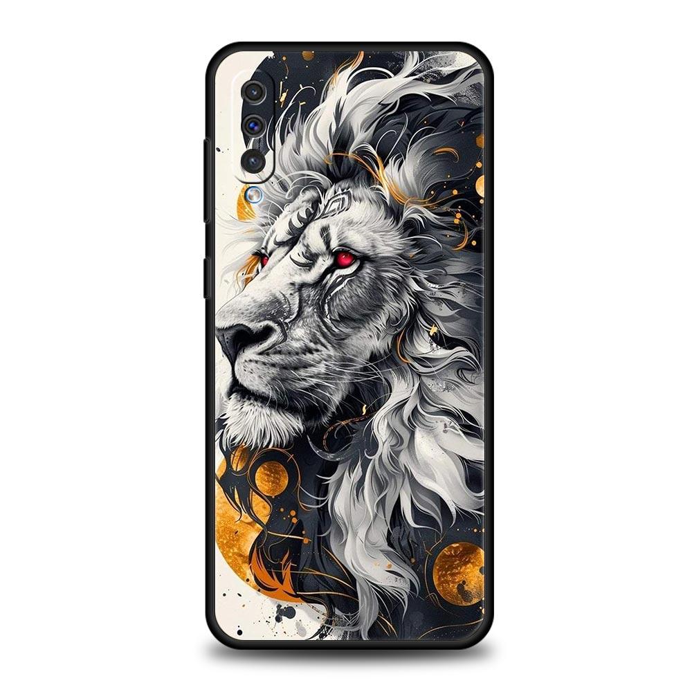 Cross Pattern Bicolor Lion Phone Case for Samsung Galaxy A56 A36 A26 A16 A34 A24 A42 A22 A20 A12 A40 A30 A10 5G Soft TPU Cover