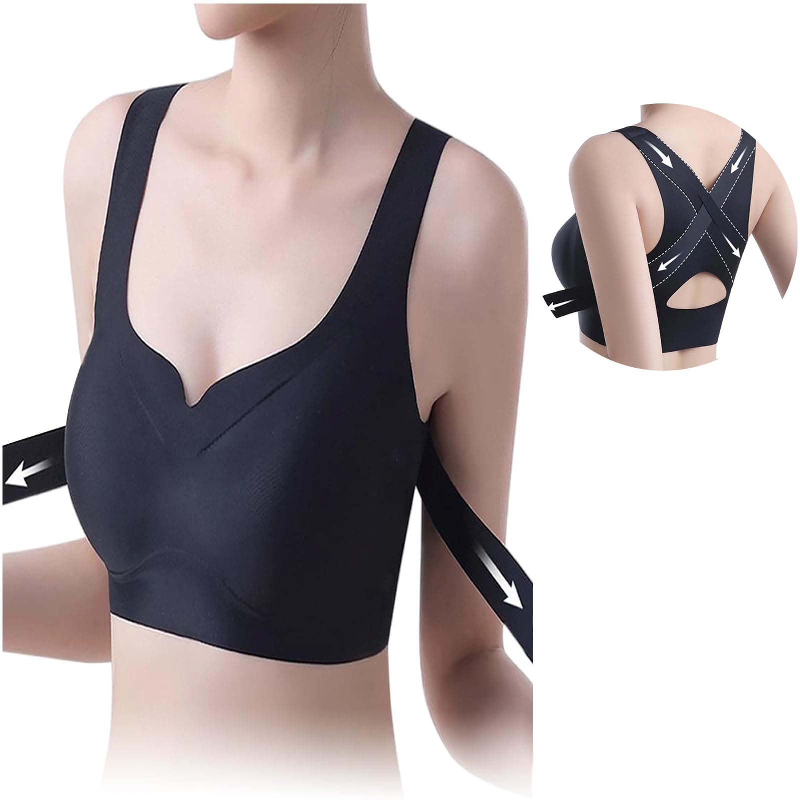 

MACITEET Body Shaping 3D Cups Night and Daytime Seamless Posture Breast High Side Shapewear for Women in Their 20s 50s 360° & - Bra, Wireless, чёрный