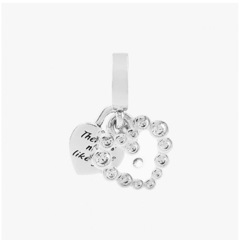 PAndora Moment Sparkling Heart Double Pendant And Dangle Silver Charm 793765c01