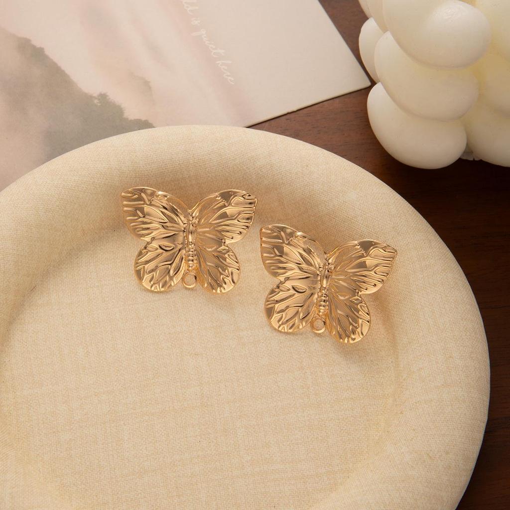 Stylish Butterfly Metal Earrings: Fashionable, High-End Ear Studs for Women