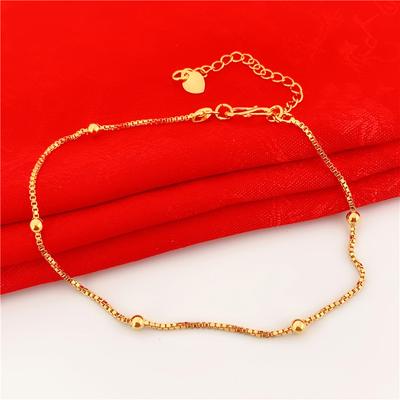 Women's Simple Imitation Sand Gold Fine Twist Bracelet Adjustable Long Time Not Fading Ladies Small Ball Bracelet