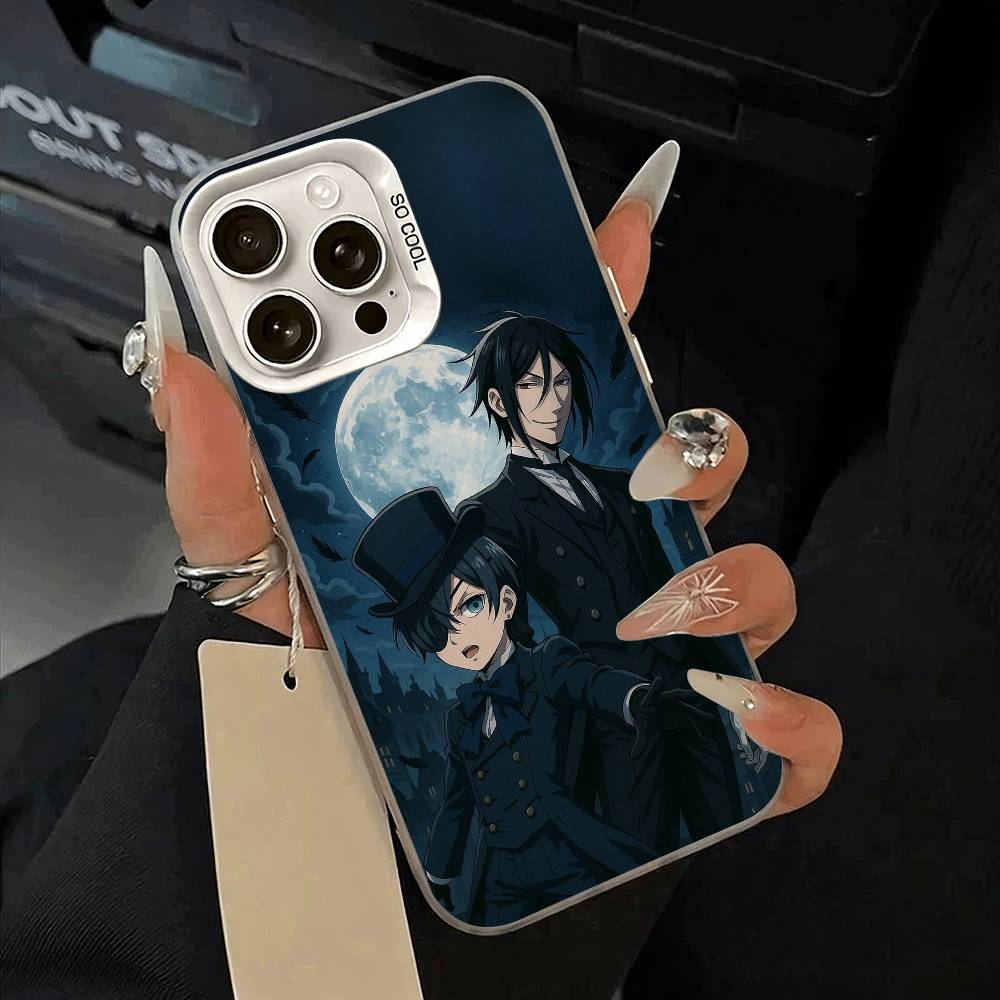 Classic anime-B--Black- Butler Phone Case For iPhone 11 12 13 14 15 16Pro Max Plus White Sliver Phone Cover
