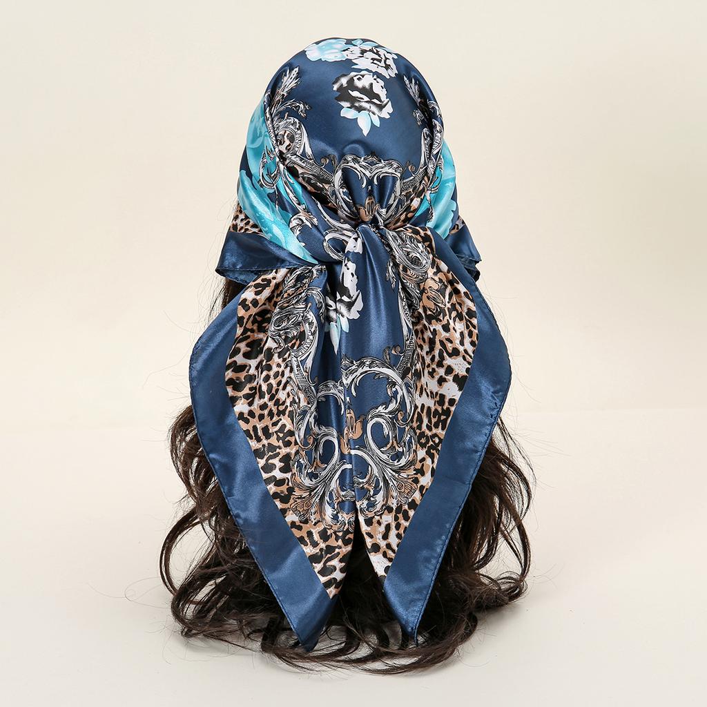 90*90cm Women Scarf Silk Feeling Hair Neck Square Brand Office Bandanna Muffler Waiter Flight Attendants Handkerchief Rings Wrap