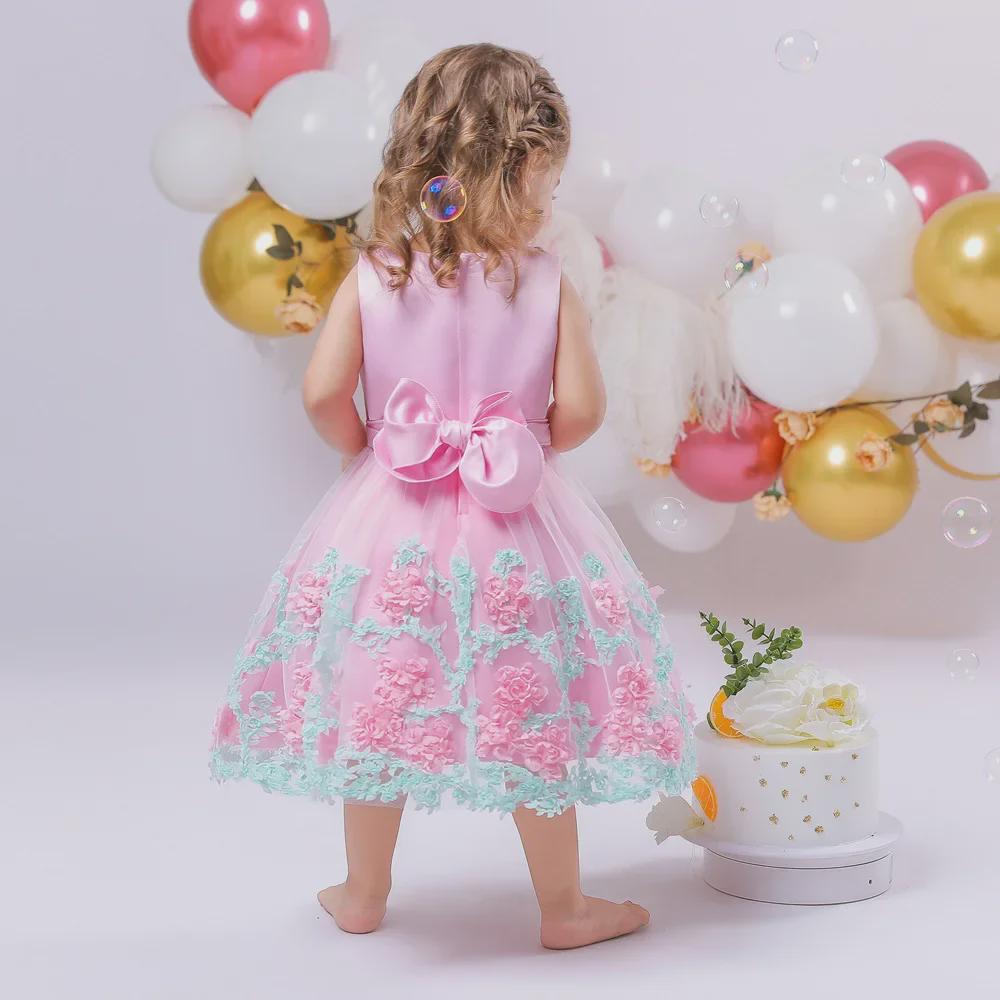 Nuevo Vestido de Bebé de Verano sin Mangas de Malla Floral con Forro de Algodón