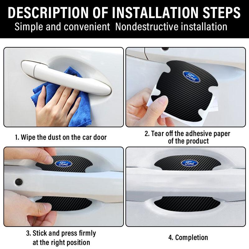 4 buc. Fibră de carbon Protecție Mâner Ușă Auto Emblemă Autocolant Pentru Ford Focus Mondeo MK1 MK2 MK4 MK3 Fiesta ST Line Kugo Transit Escape Fusion Explorer