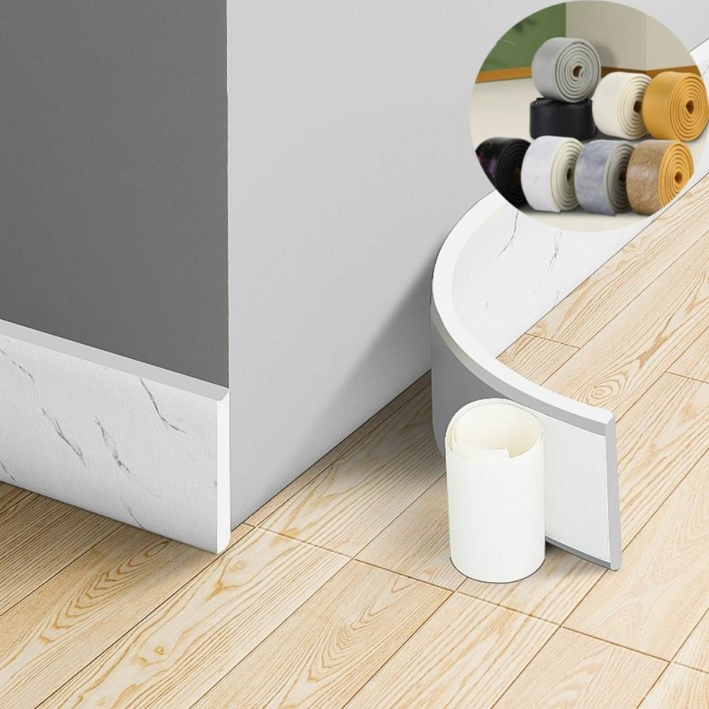 Thick Self-Adhesive Marble PVC Wall Baseboard Skirting Board NBR Foam Corner Protector Kickboard Trim for Floor & Wall Edge