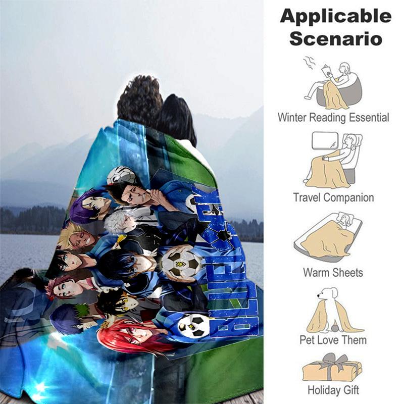 1pc Blue Rock Football Dreams Flannel Blanket Soft Warm Throw Blanket for Bedroom Living Room Bed Travel Camping Picnic Gift. MT7150186