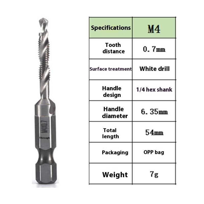 Vysokorýchlostná oceľová šesťhranná stopka tri v jednom kombinovaný závitník, vŕtanie, rezanie závitov a odihlovanie integrované špirálové strojové rezanie závitov, špirálový závitník