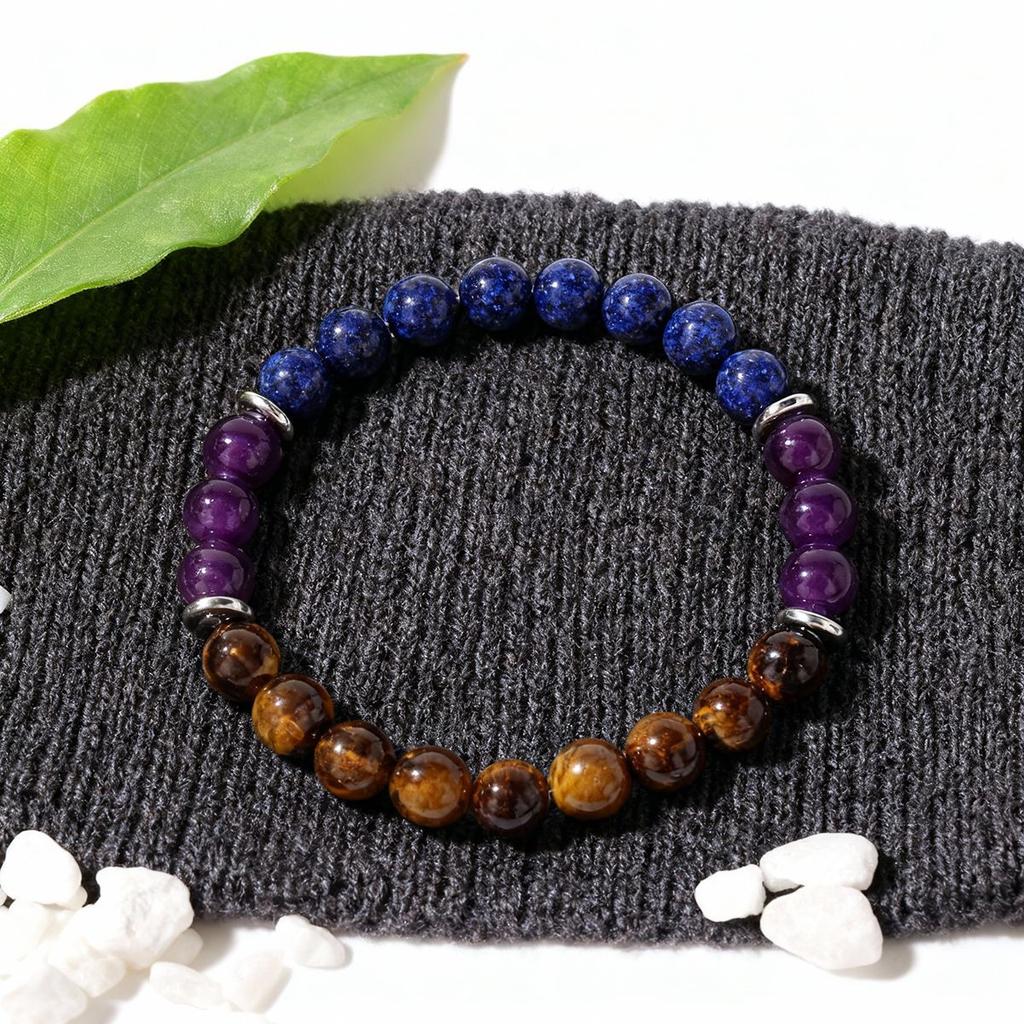 Festive Gifts Lapis Lazuli Amethyst Tiger Eye Beaded Bracelet Natural Fashion Jewelry For Men Women Daily Wear Gift