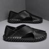 Fashionable New Massage Sole Loafers Men's Leather Sandals Open Toe Men's Leisure Camping Shoes Gray Versatile Free Delivery