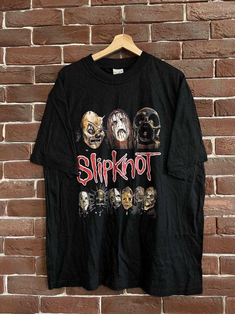Vintage 90s Slipknot Masks Numetal Band Black Unisex Tshirt Reprint S5XL KH7463 M